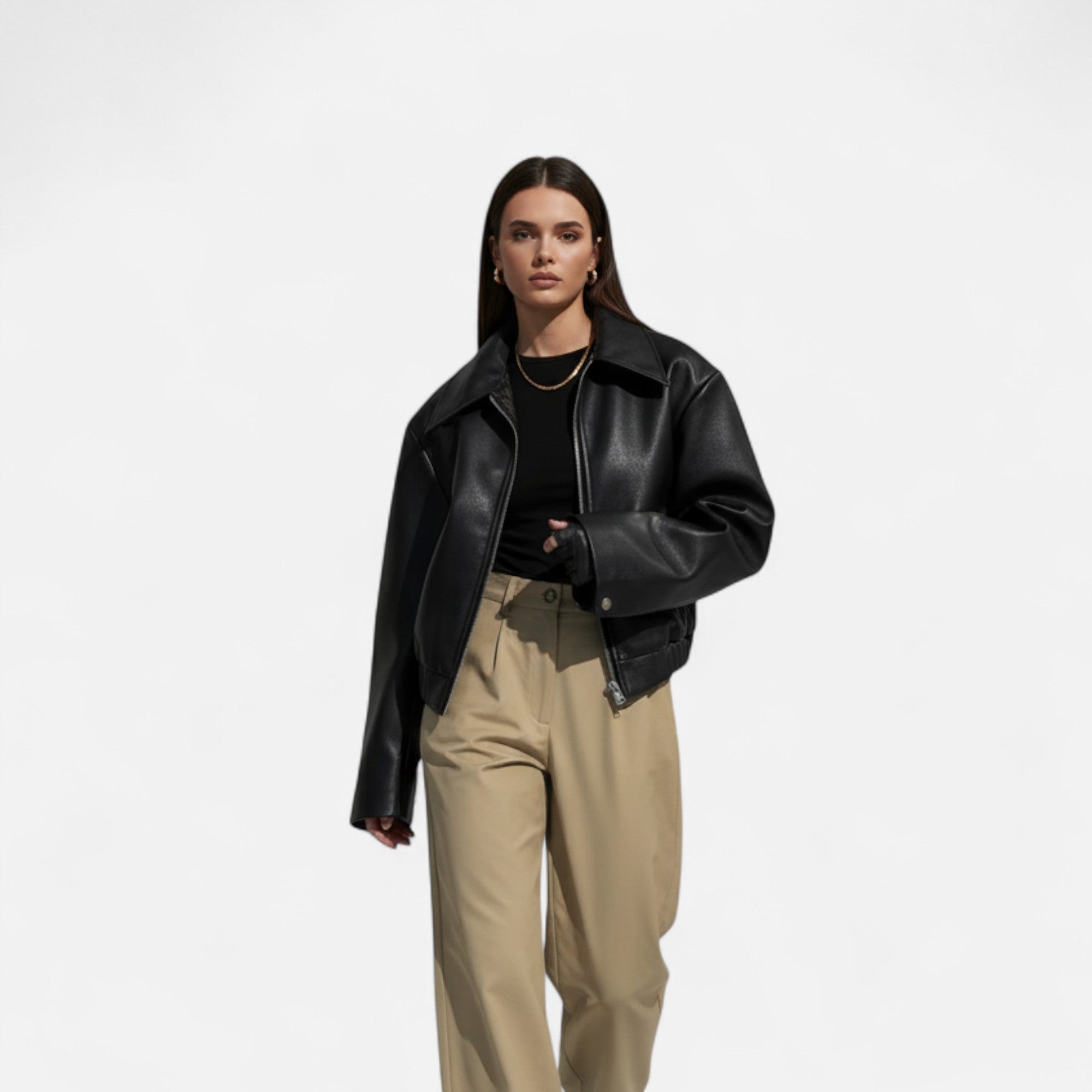 Giacca Biker in Ecopelle – Eleganza Senza Tempo – Essenziale Quotidiano