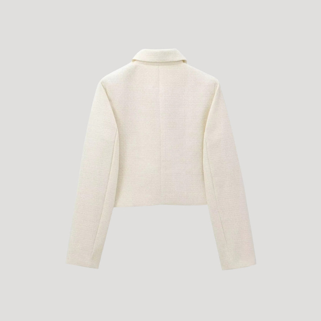 Giacca in Tweed con Fiocchi Frontali – Stile Cropped Chic