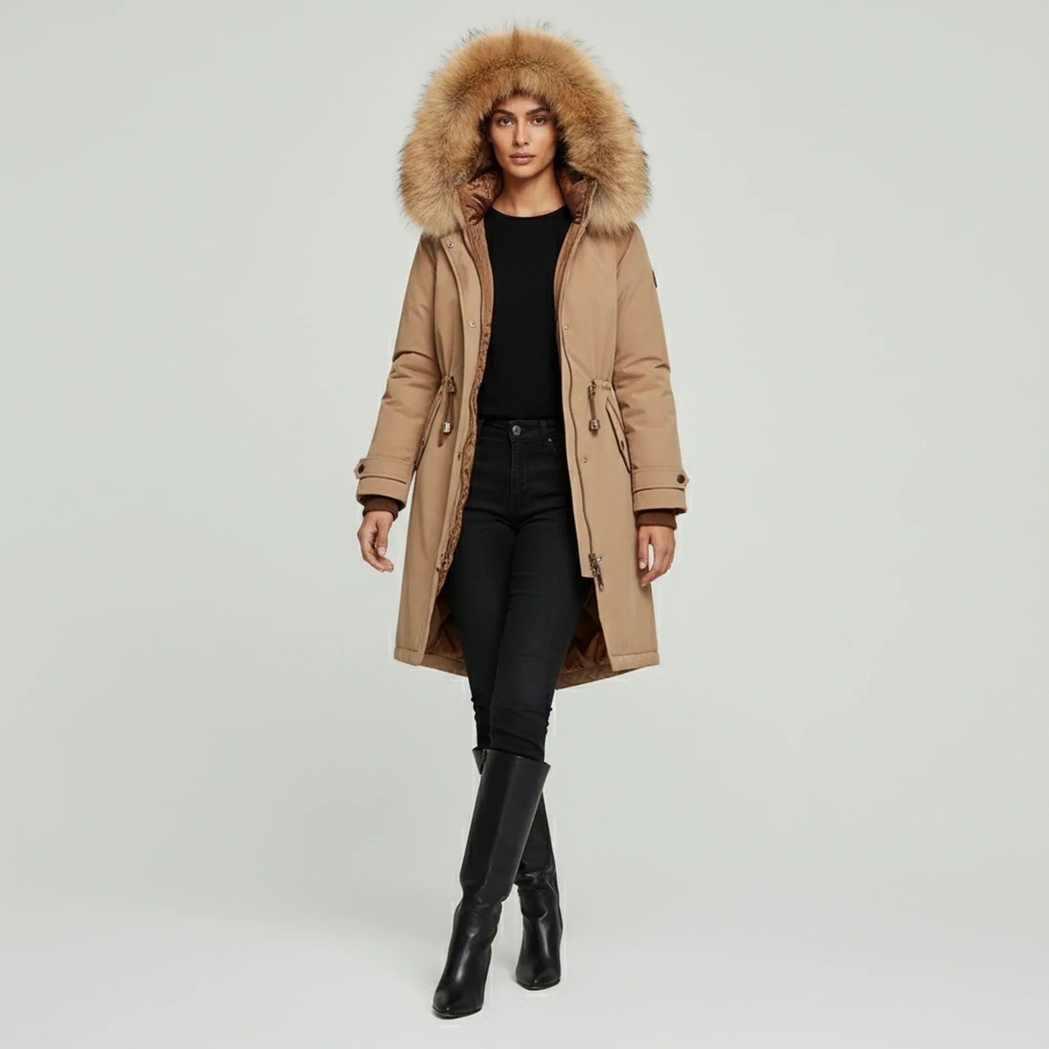 Daisy | Parka Lungo da Donna con Cappuccio in Pelliccia Sintetica